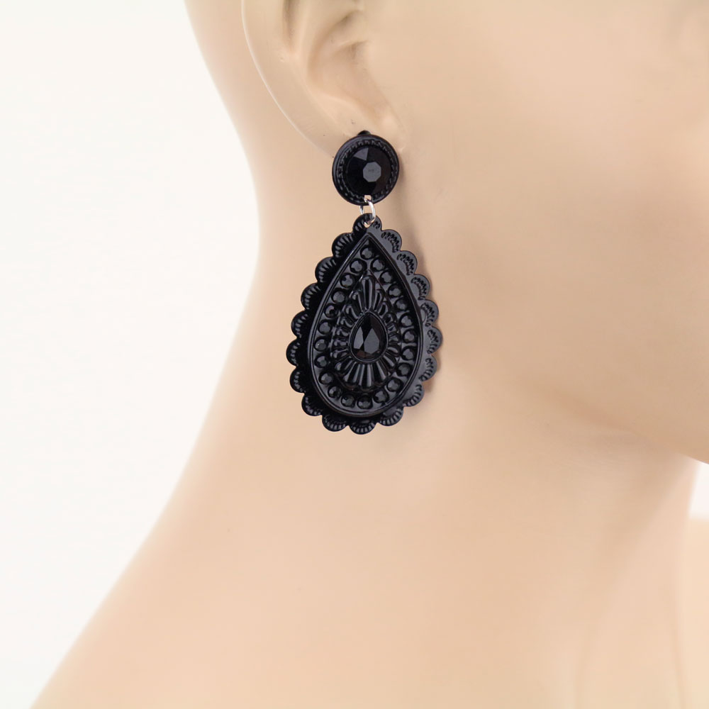 Teardrop Concho Stud Earrings - Image 2