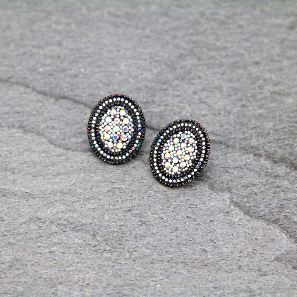 Oval Shape Stone Stud Earrings