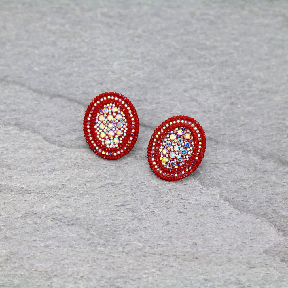 Oval Shape Stone Stud Earrings