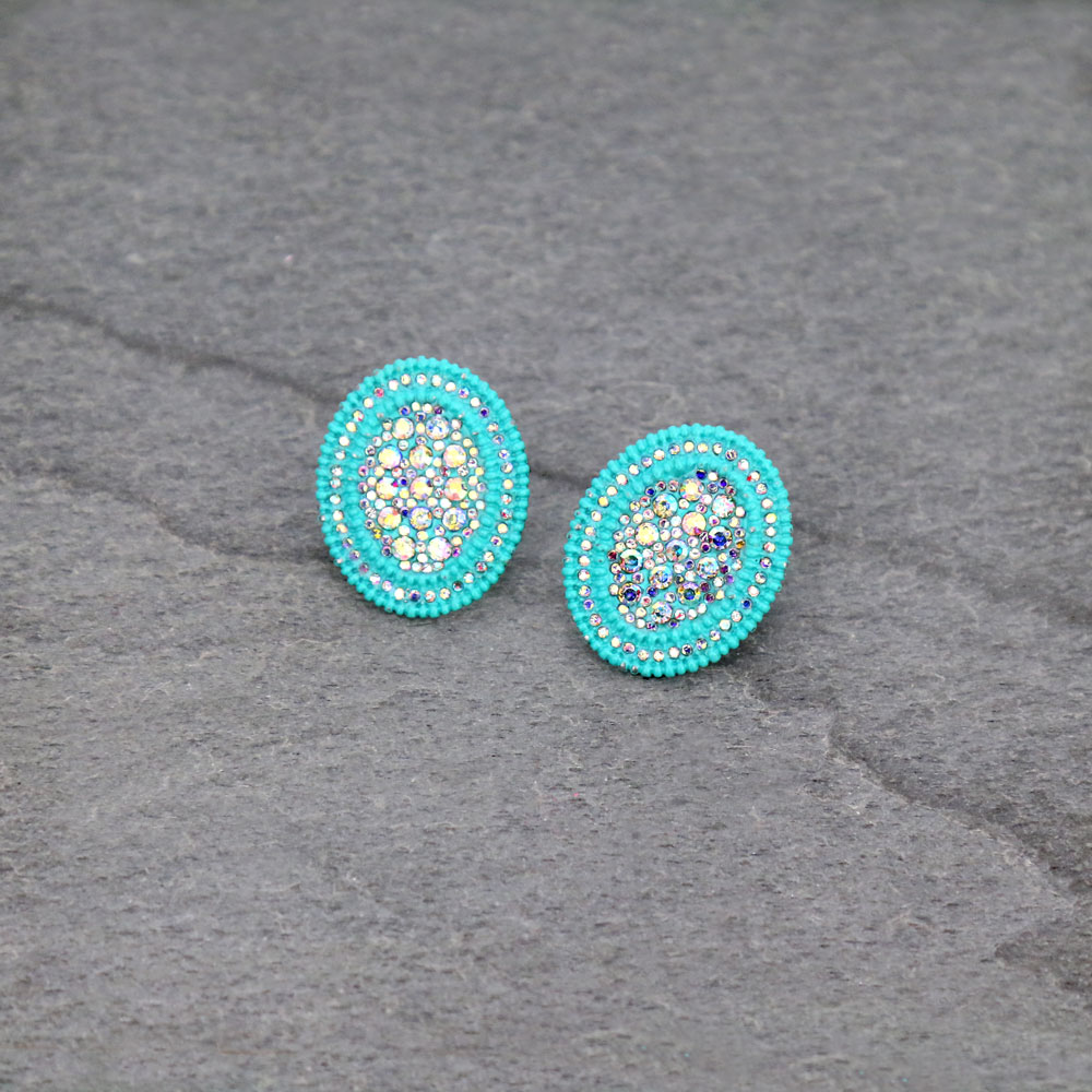 Oval Shape Stone Stud Earrings