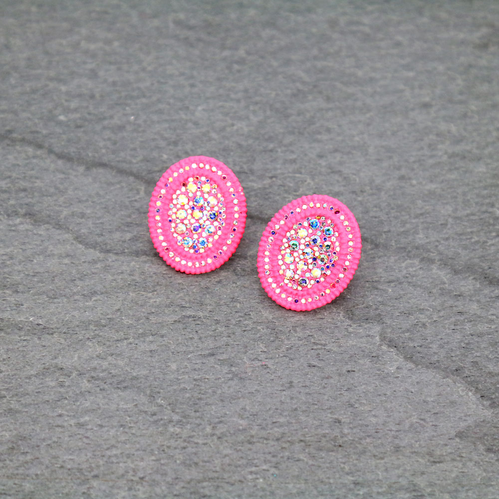Oval Shape Stone Stud Earrings