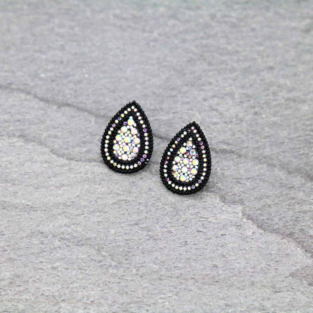 Teardrop Shape Stone Stud Earrings