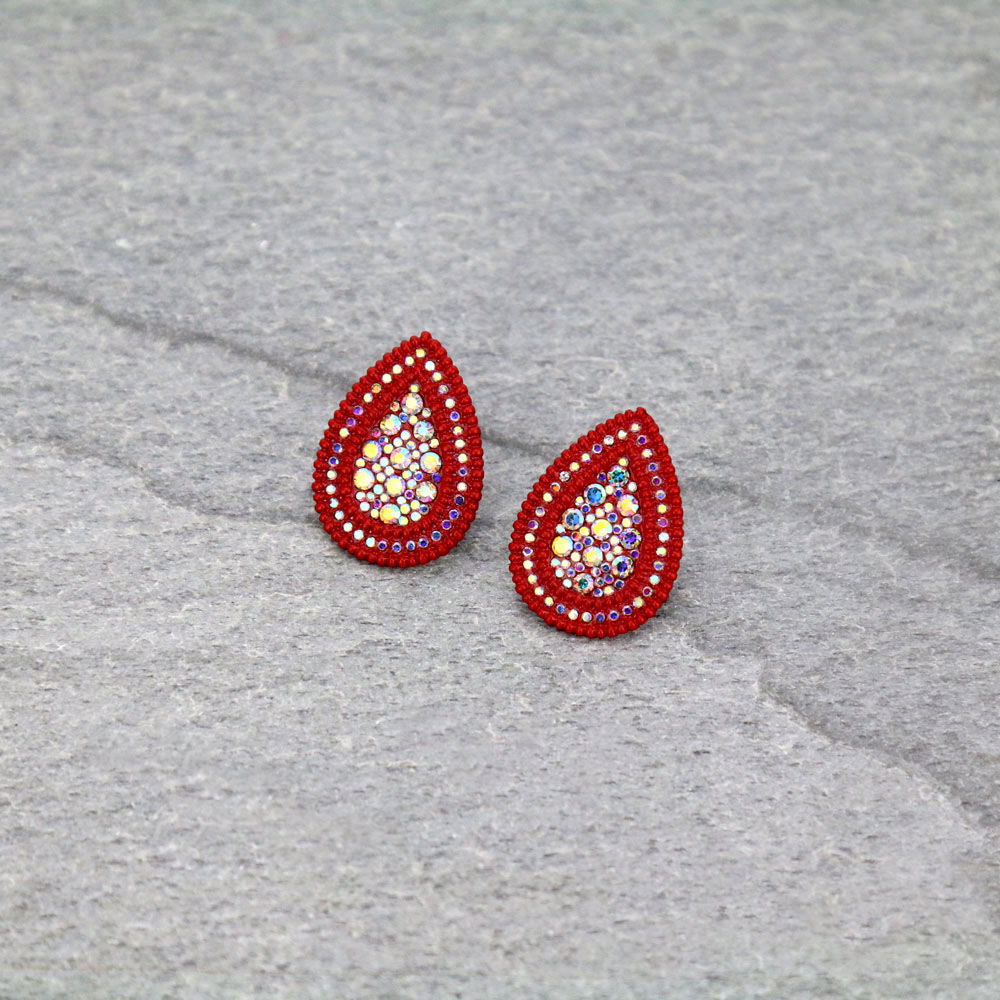 Teardrop Shape Stone Stud Earrings