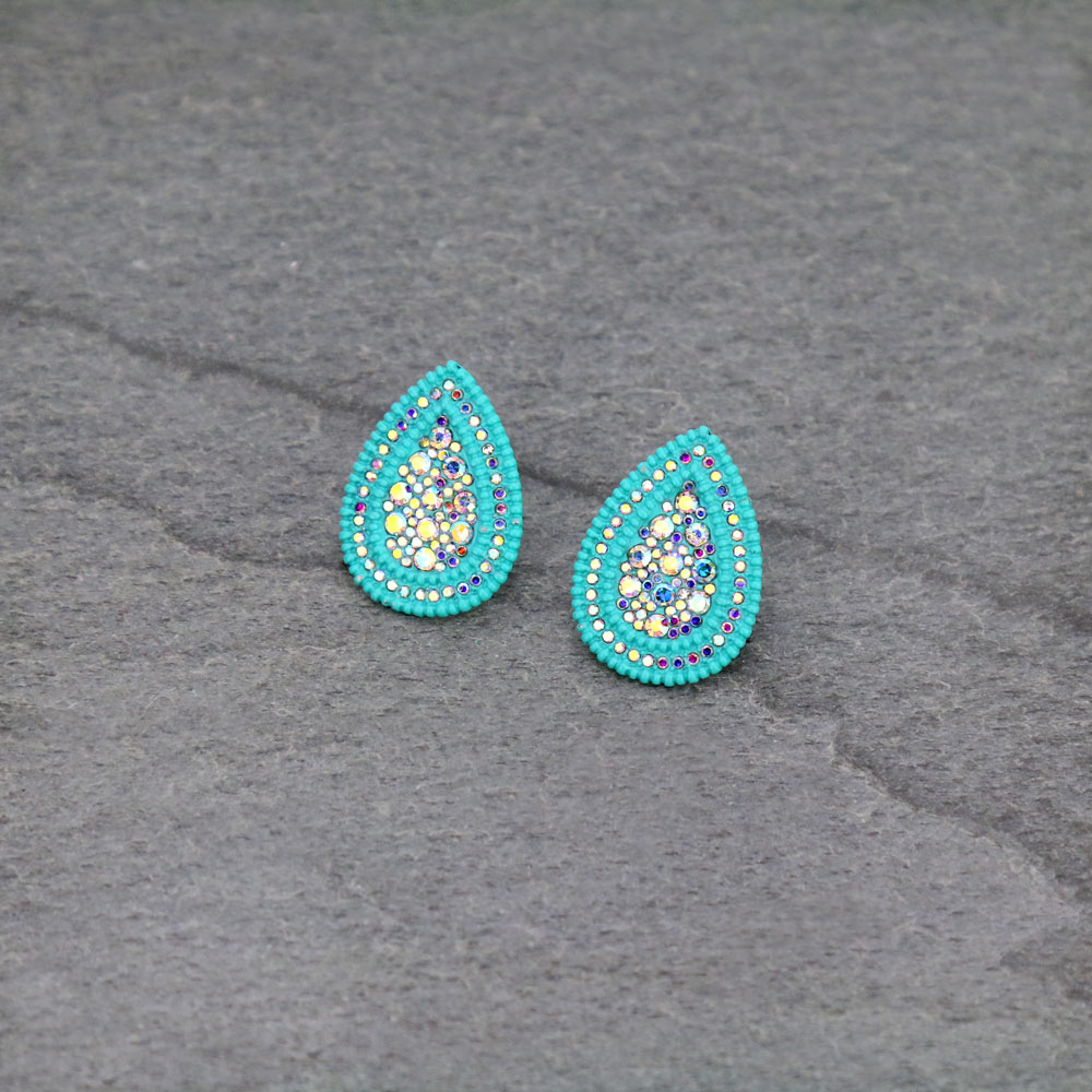 Teardrop Shape Stone Stud Earrings