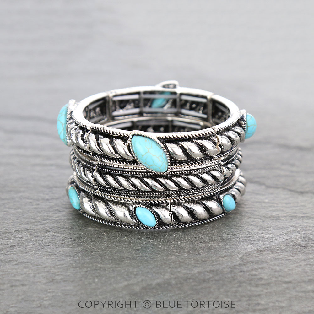 Western Stone Twist Stackable Bracelets