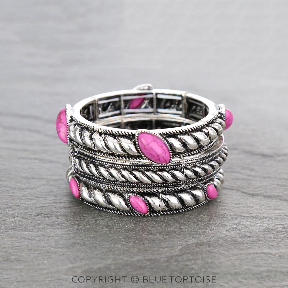 Western Stone Twist Stackable Bracelets