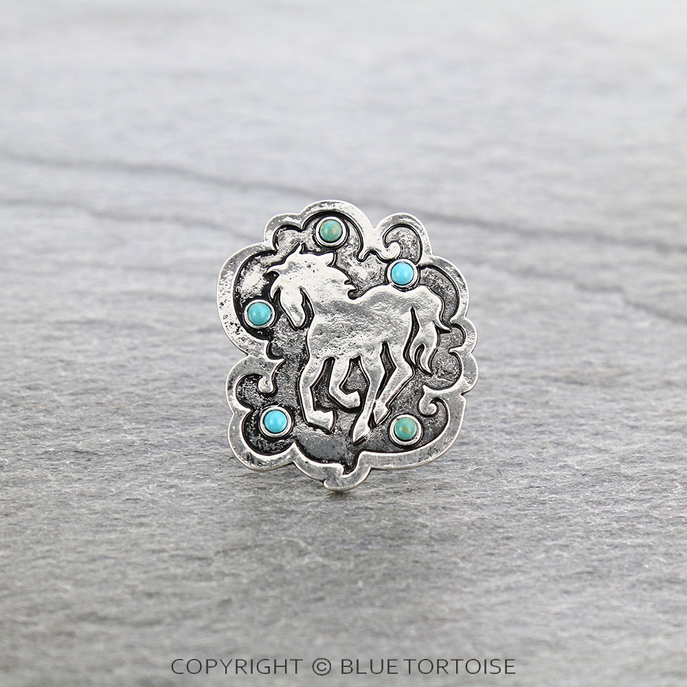 Western Metal Horse Cuff Ring