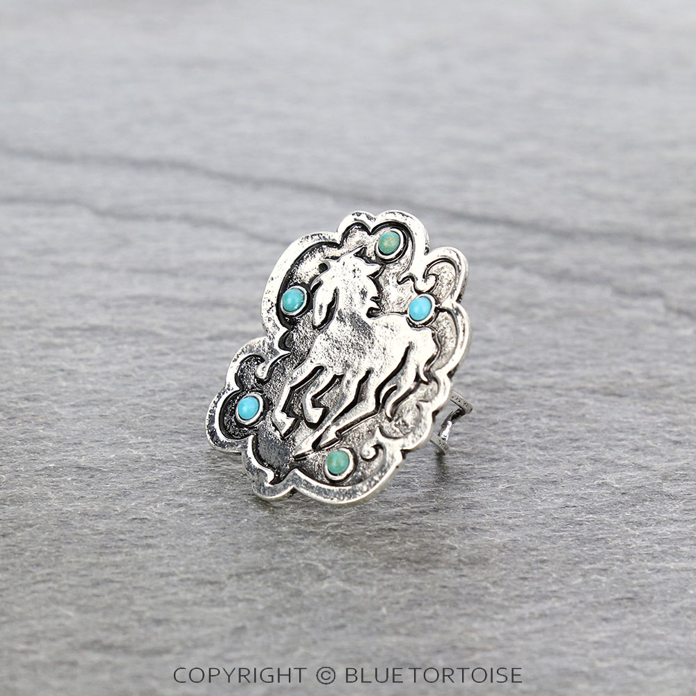 Western Metal Horse Cuff Ring - Image 2