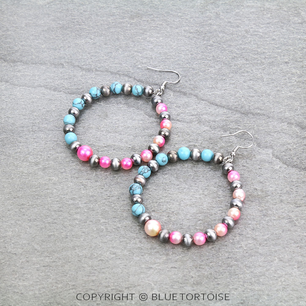 Cosmic Unicorn Pearl Round Dangle Earrings