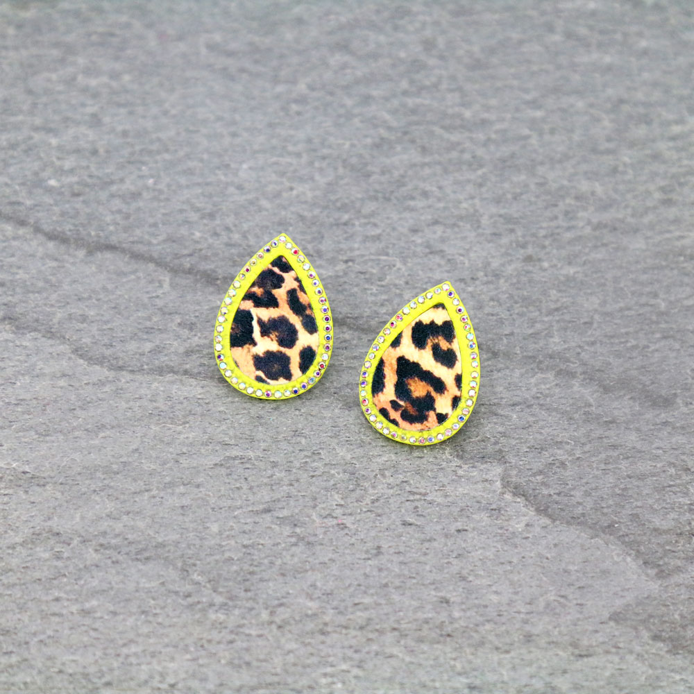 Teardrop Shape Leopard Stud Earrings
