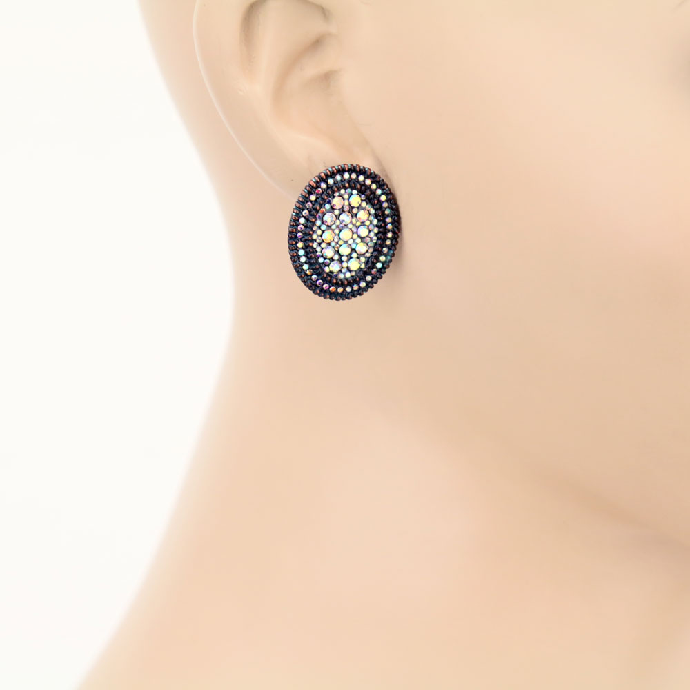 Oval Shape Stone Stud Earrings - Image 2