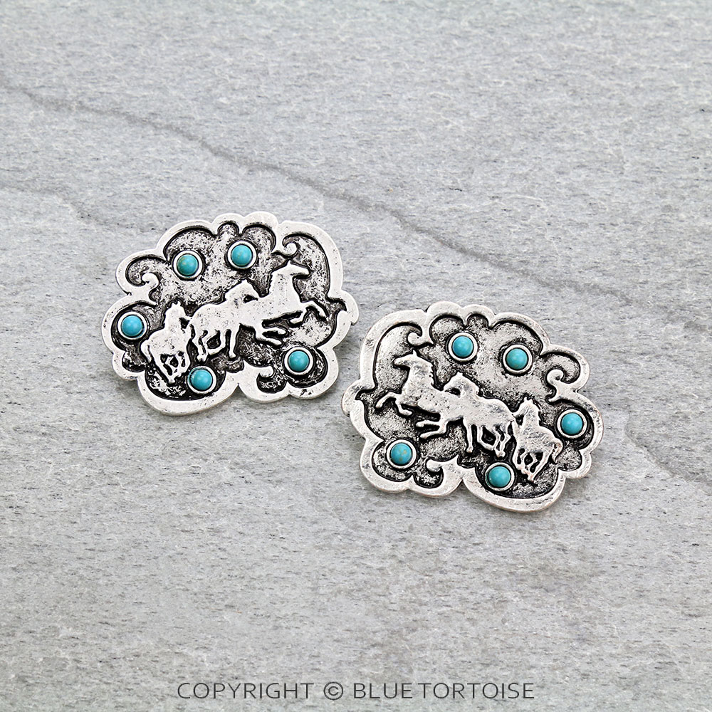 Western Metal Horse Stud Earrings