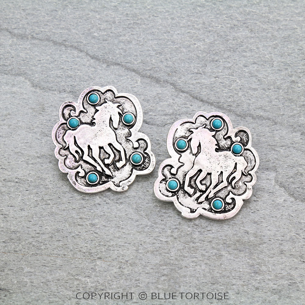 Western Metal Horse Stud Earrings