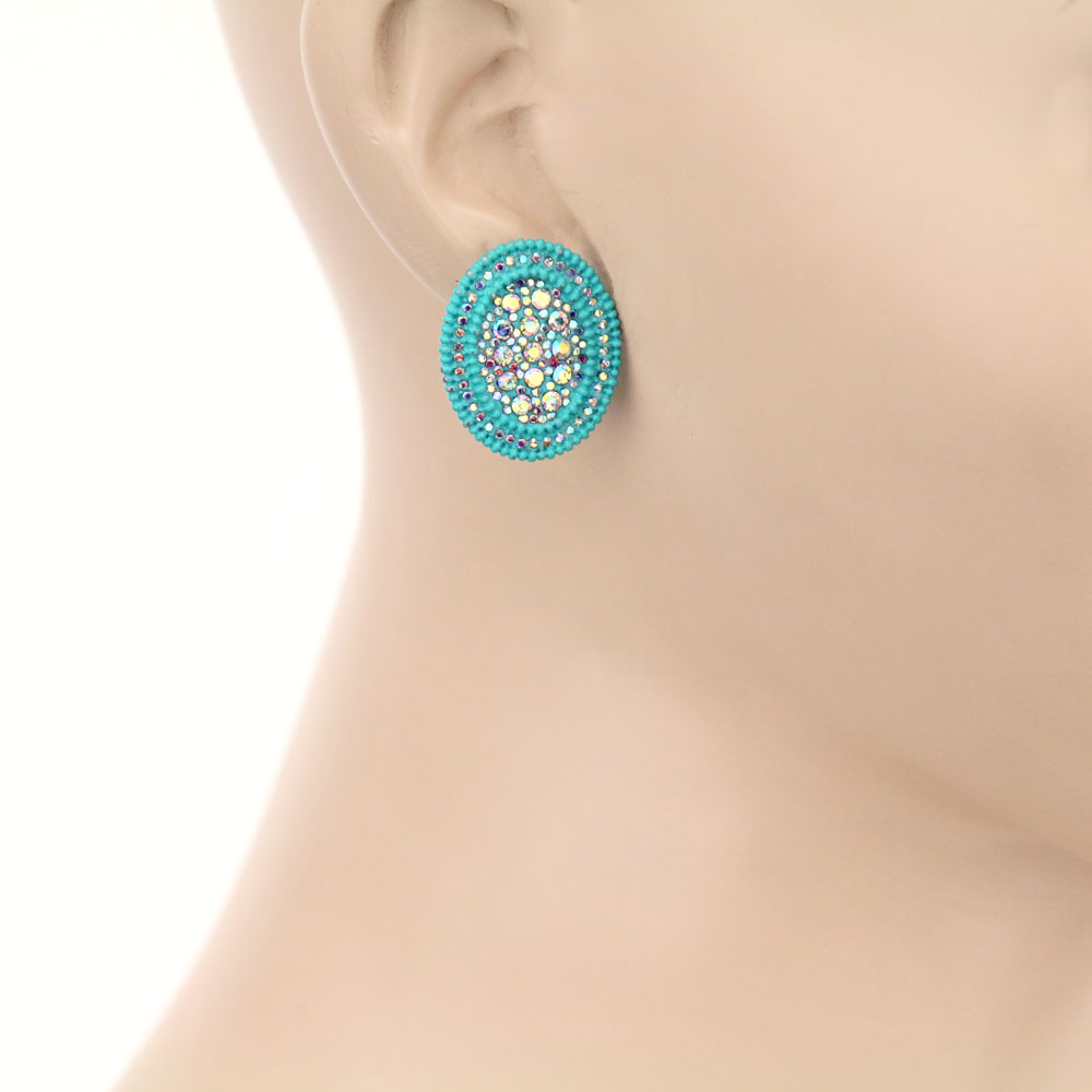 Oval Shape Stone Stud Earrings - Image 2