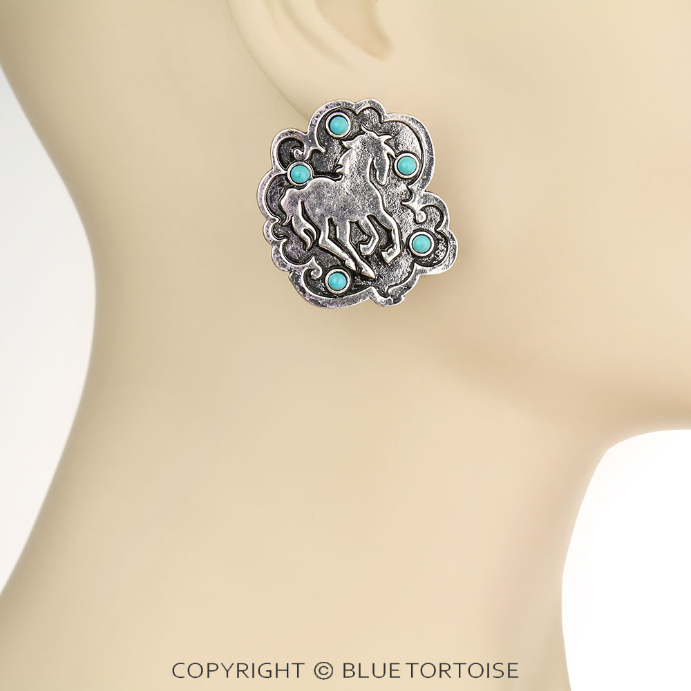 Western Metal Horse Stud Earrings - Image 2