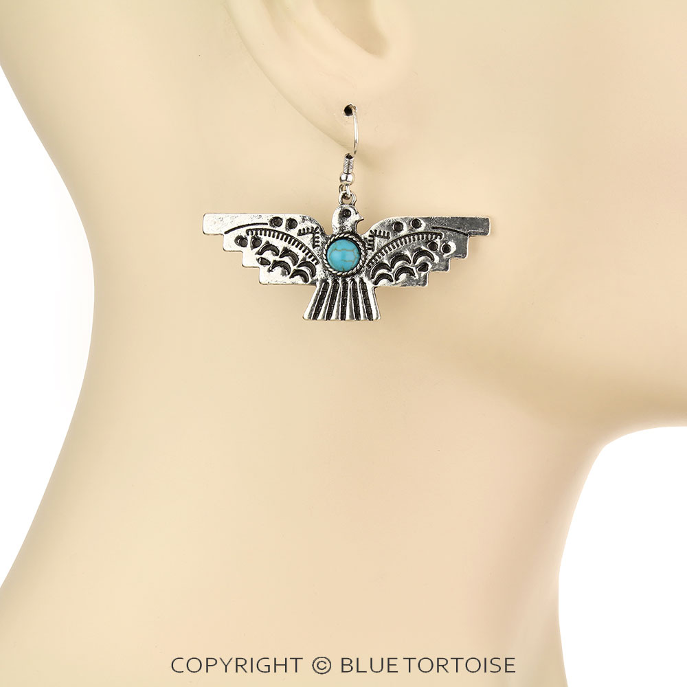Western Thunderbird Stone Dangle Earrings - Image 2