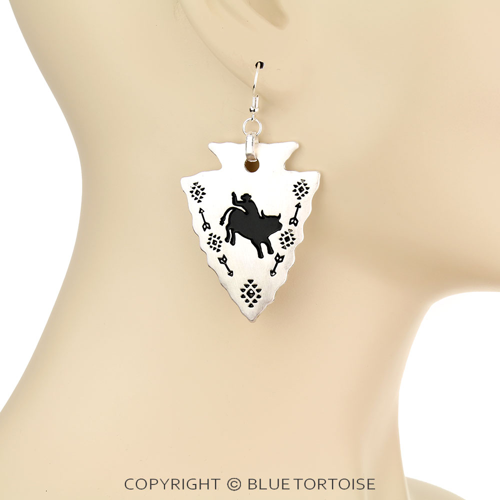 Western Rodeo Arrowhead Dangle Earrings - Image 2