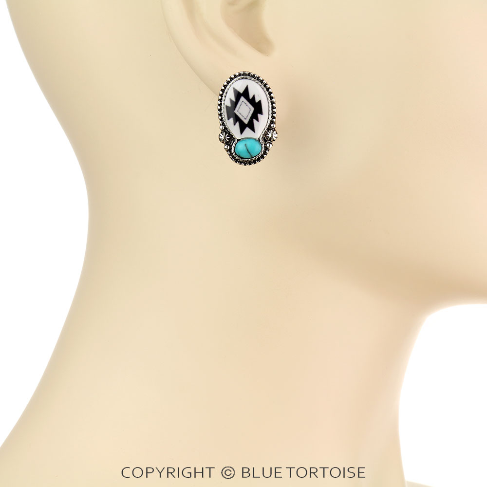 Epoxy Aztec Stud Earrings - Image 2