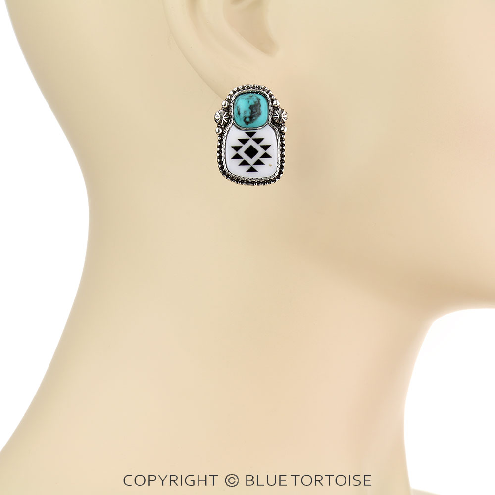 Epoxy Aztec Stud Earrings - Image 2