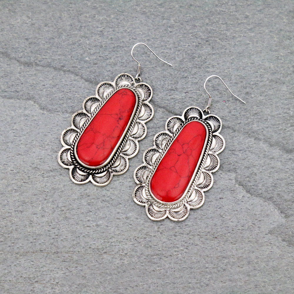Semi Stone Dangle Earrings