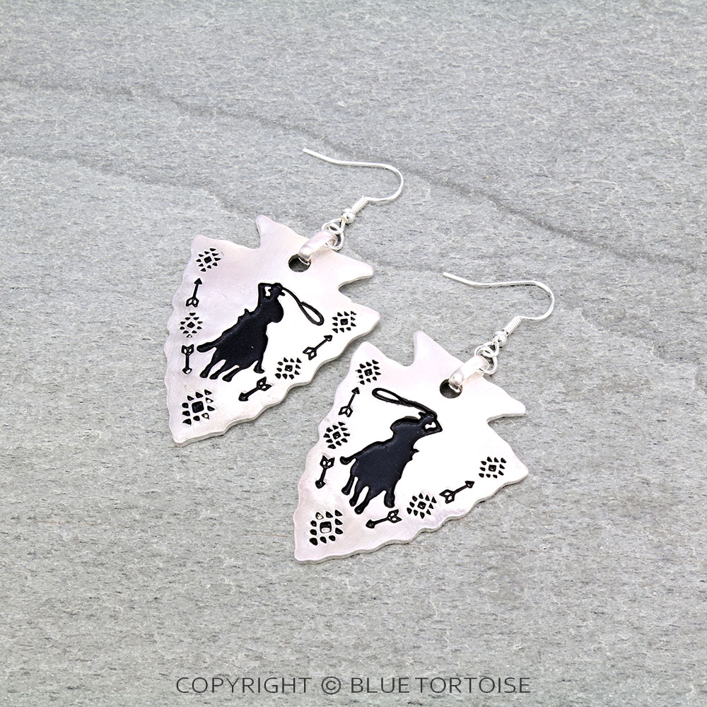 Western Cowboy Arrowhead Dangle Earrings