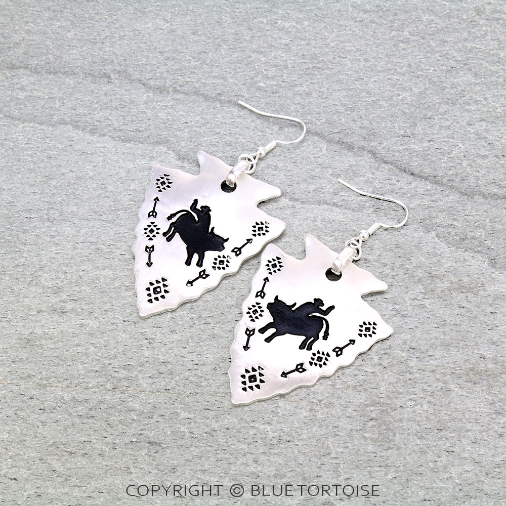 Western Rodeo Arrowhead Dangle Earrings