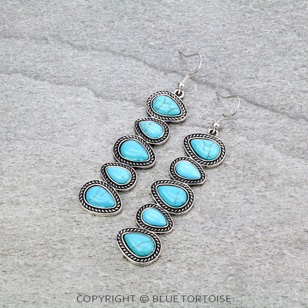 Western Design Stone Drop Dangle Earrings