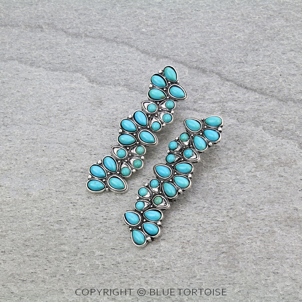 Western Cluster Stone Drop Stud Earrings