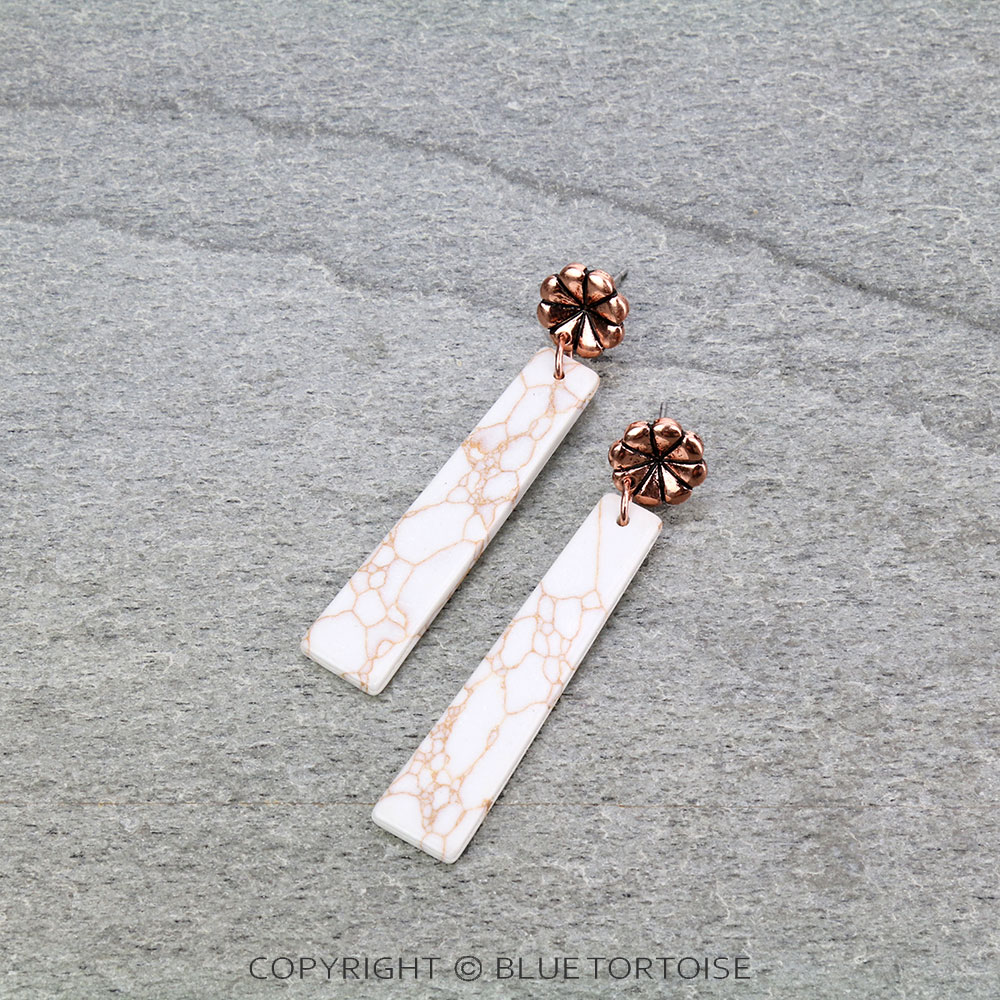 Western Stone Bar Concho Stud Earrings