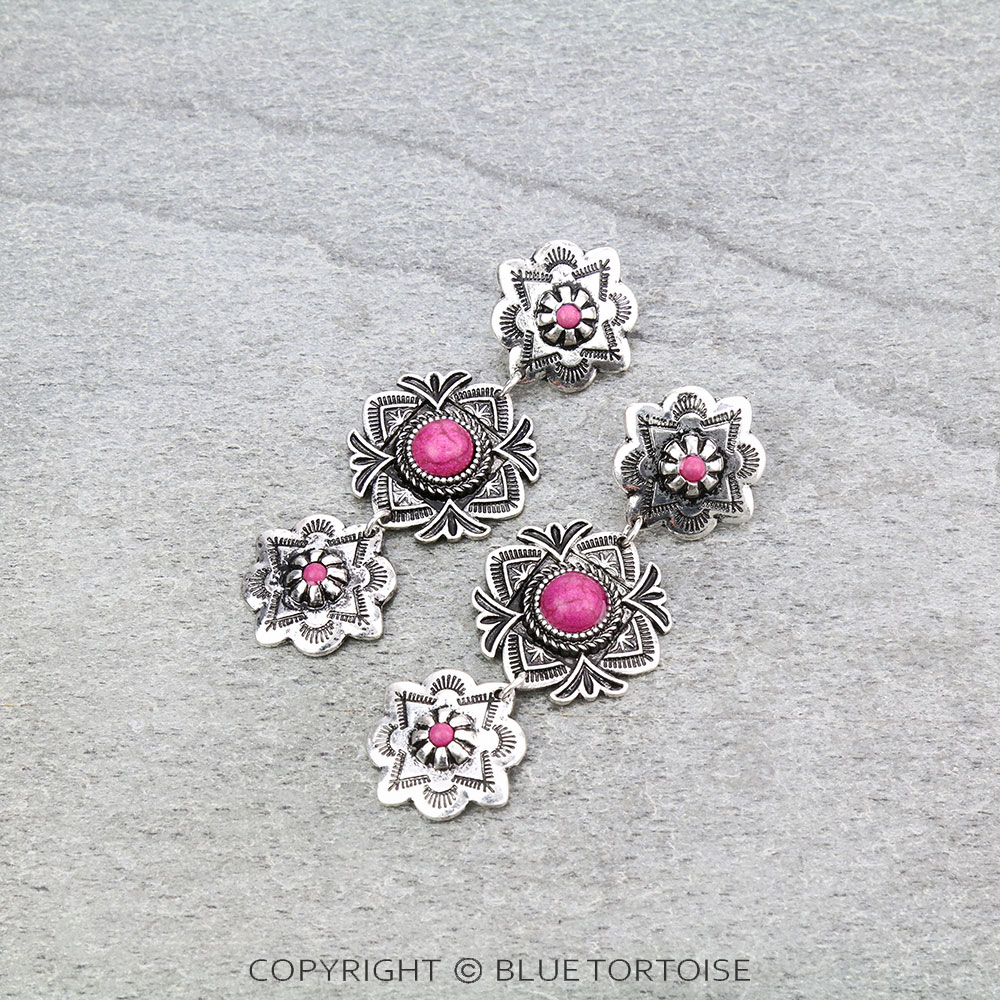 Assorted Western Textured Drop Stud Earrings