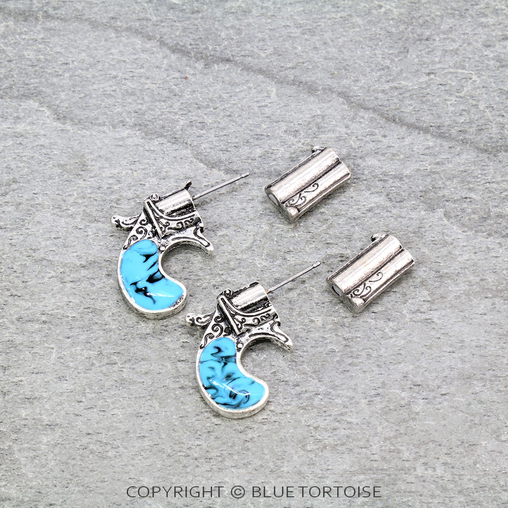 Western Revolver Stud Earrings - Image 3