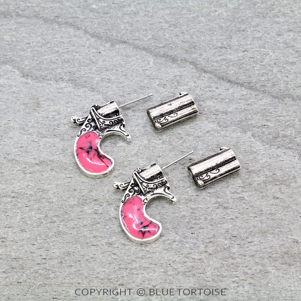 Western Revolver Stud Earrings - Image 3