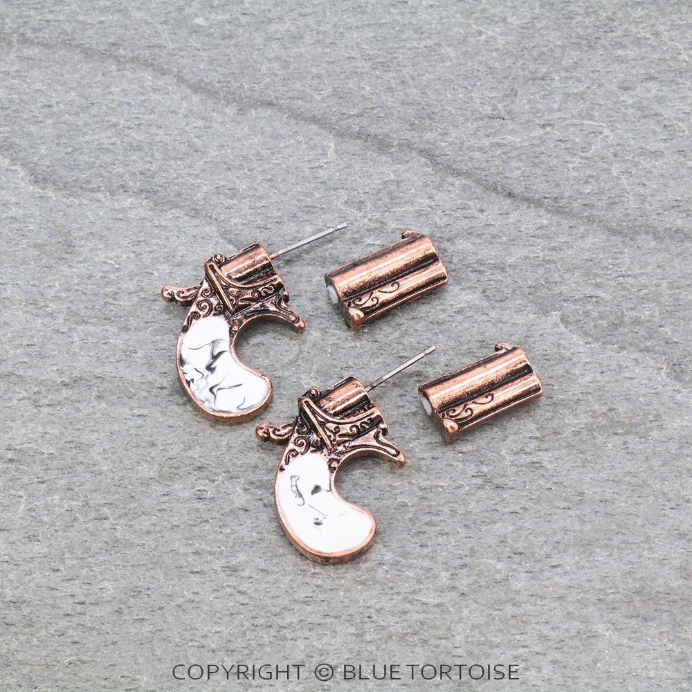 Western Revolver Stud Earrings - Image 3