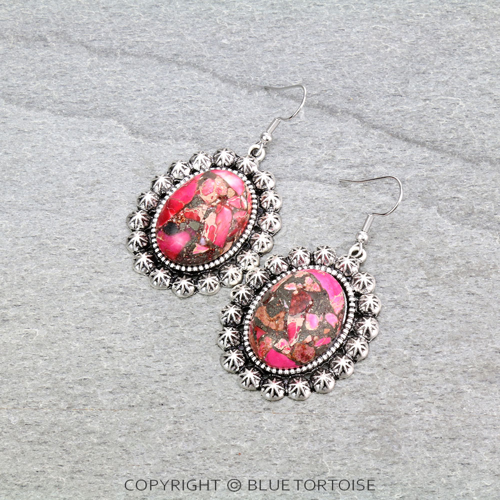 Western Compressed Gemstone Dangle Earrings
