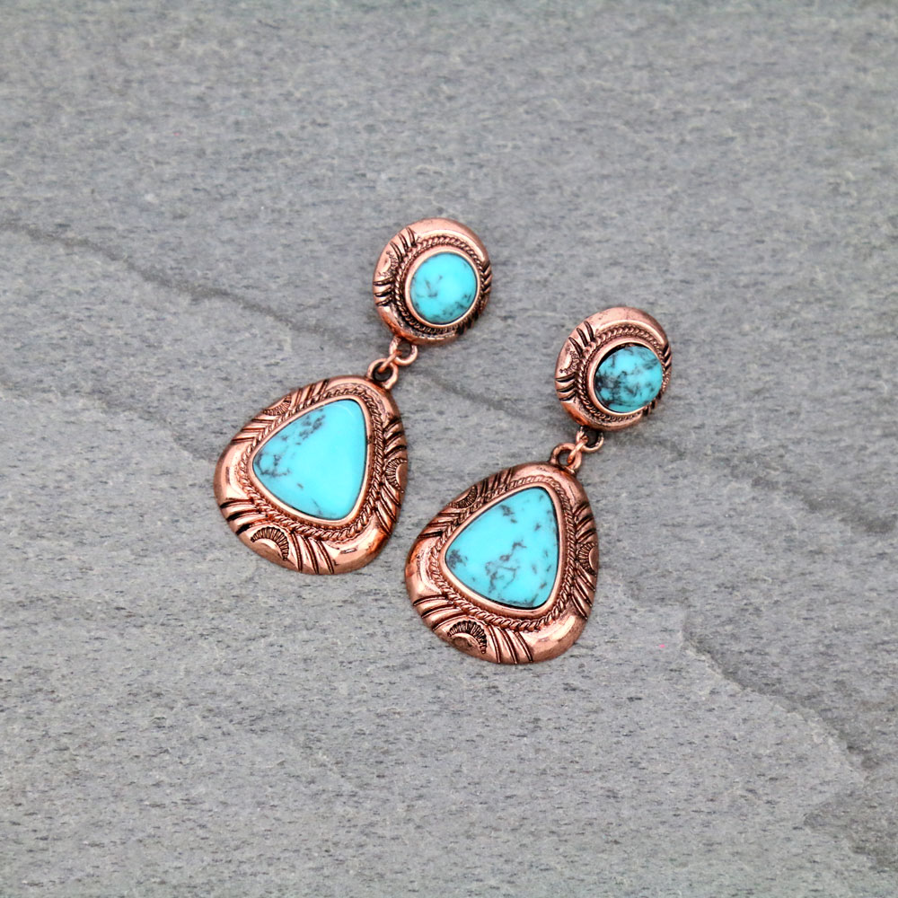 Stone Drop Stud Earrings