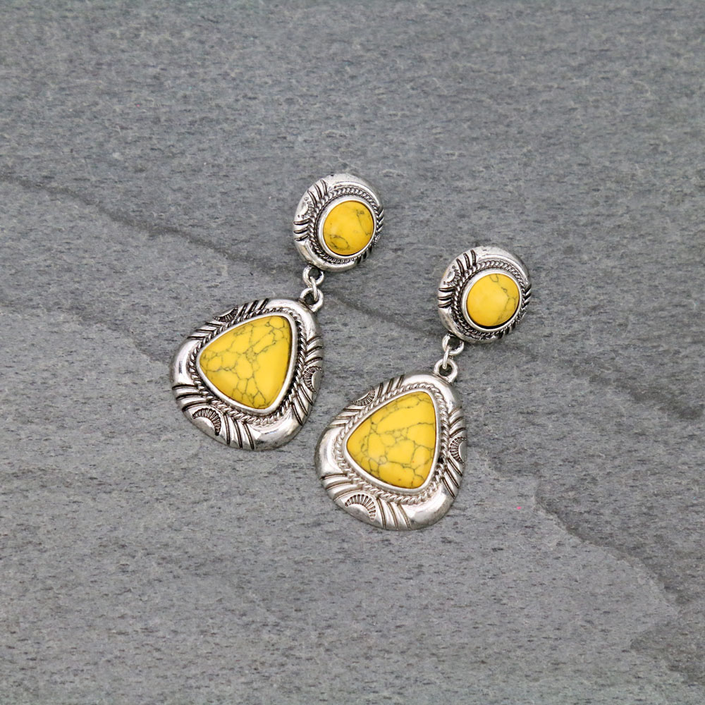 Stone Drop Stud Earrings