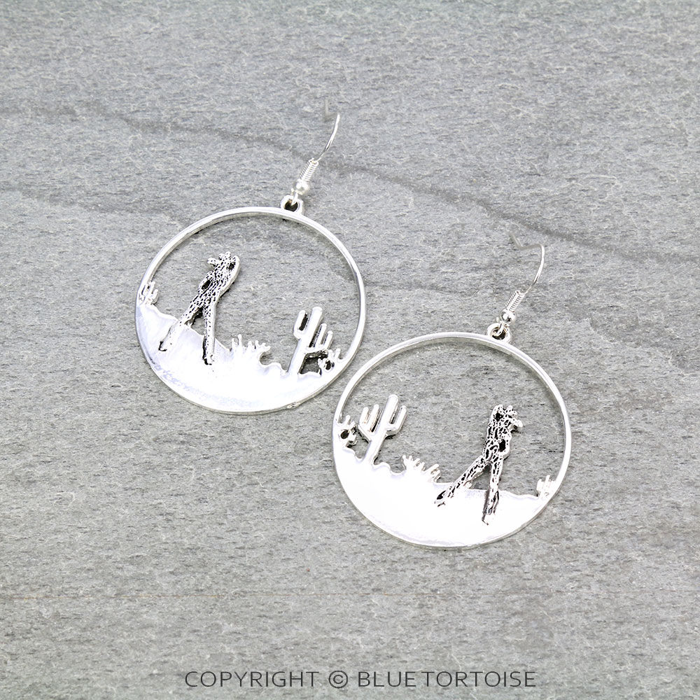 Western Cowgirl Scenery Cutout Dangle Earrings