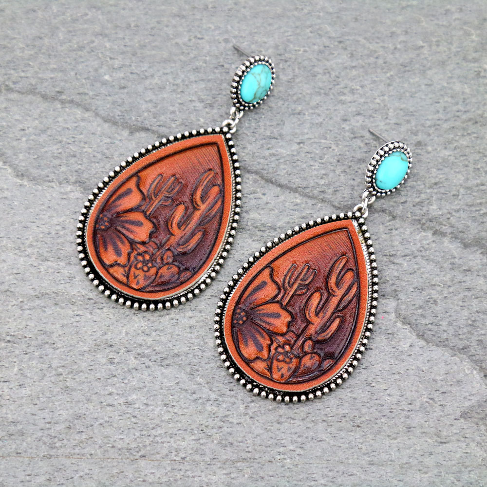 Teardrop Leather Stud Earrings