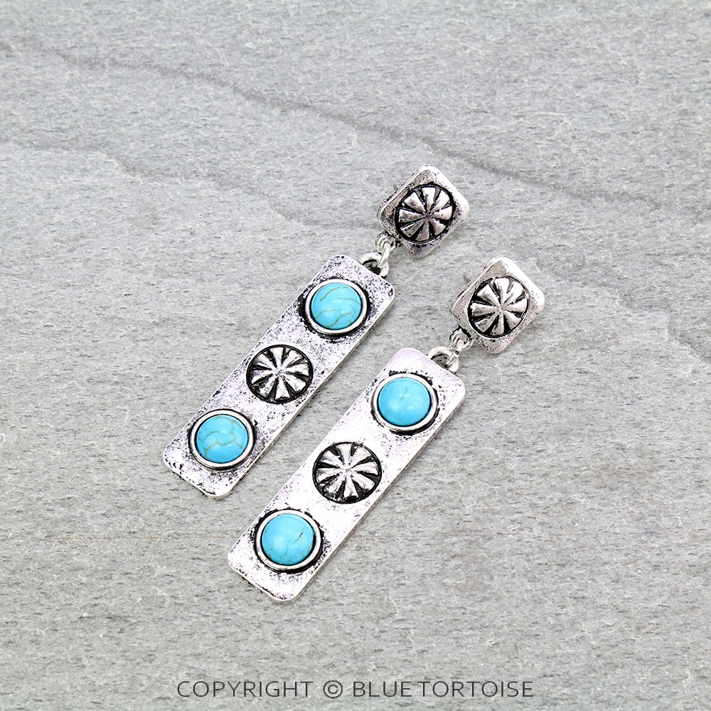 Western Concho Bar Stud Earrings