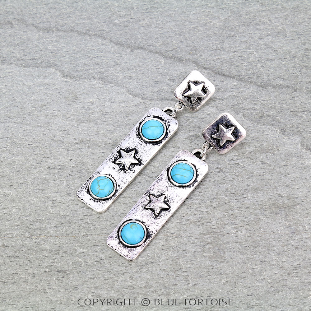 Western Star Bar Stud Earrings