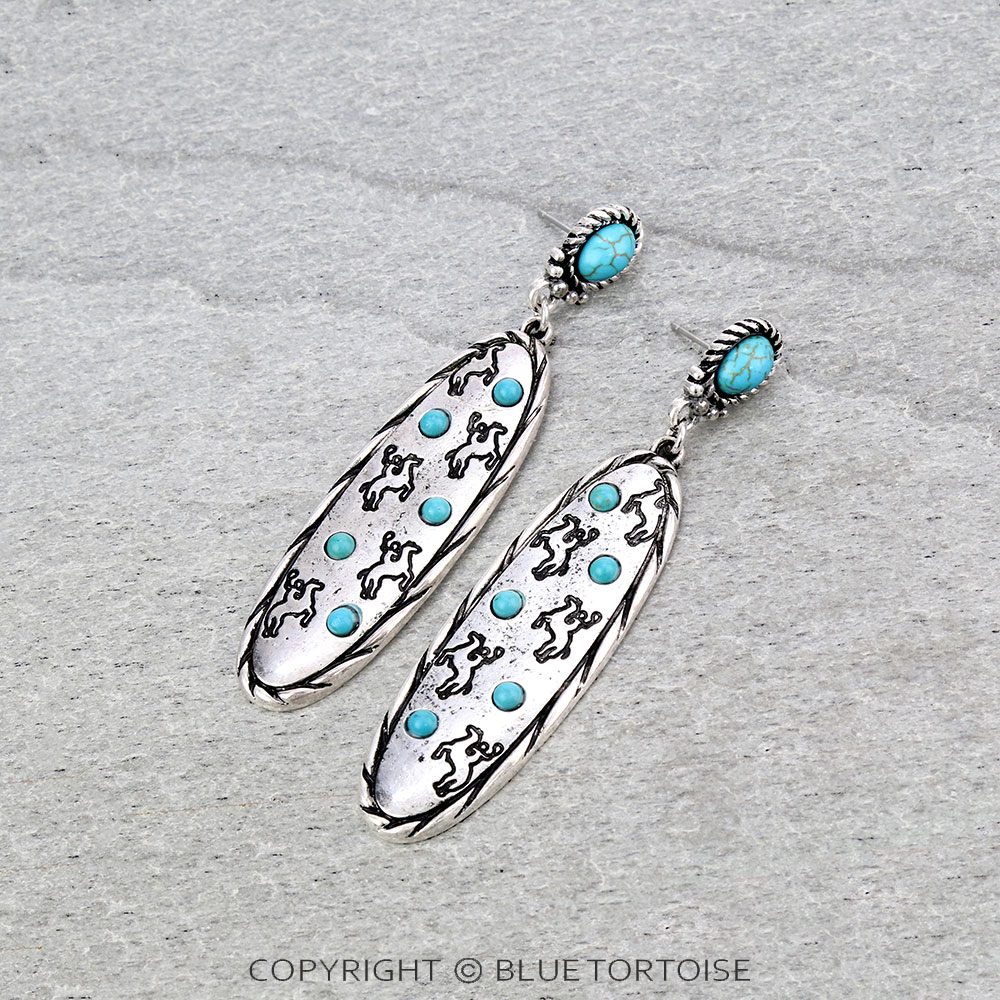 Western Twisted Texture Horse Stud Earrings