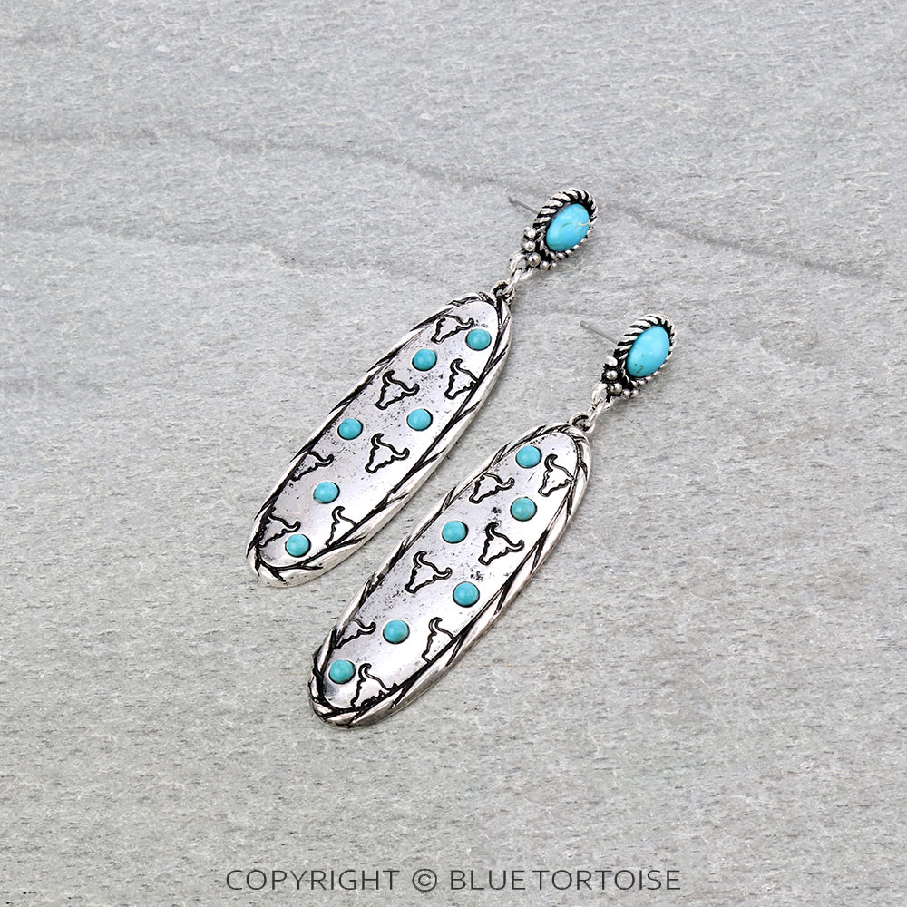 Western Twisted Texture Steer Head Stud Earrings