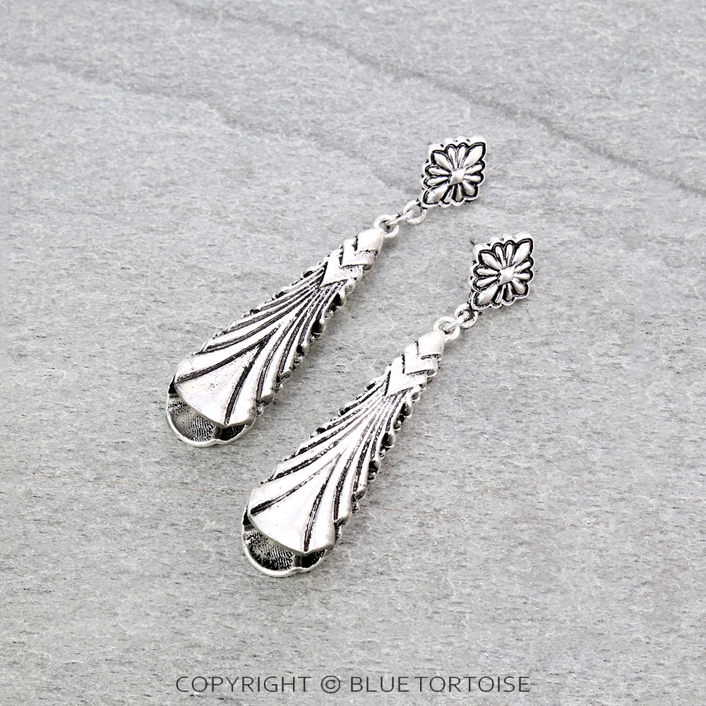 Western Textured Drop Stud Earrings