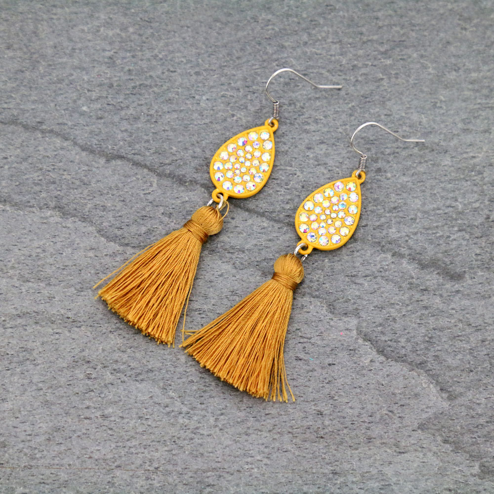 Casting Stone Tassel Dangle Earrings