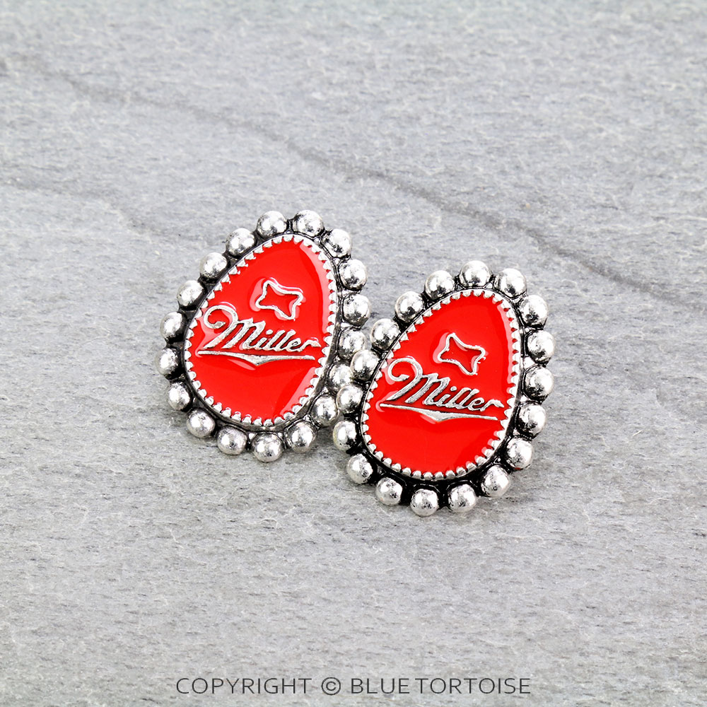 Epoxy Beer Logo Stud Earrings