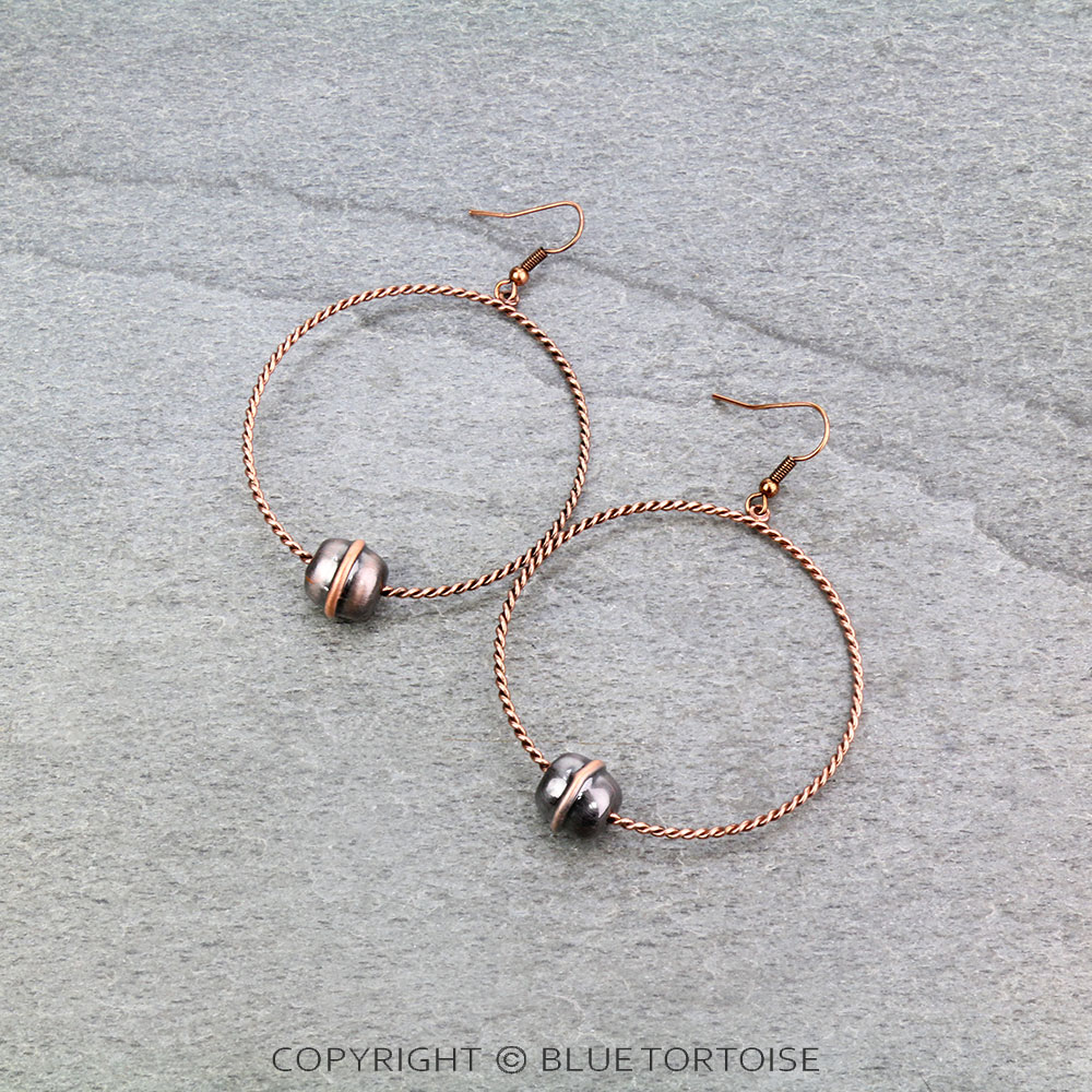 Navajo Style Bead Hoop Dangle Earrings