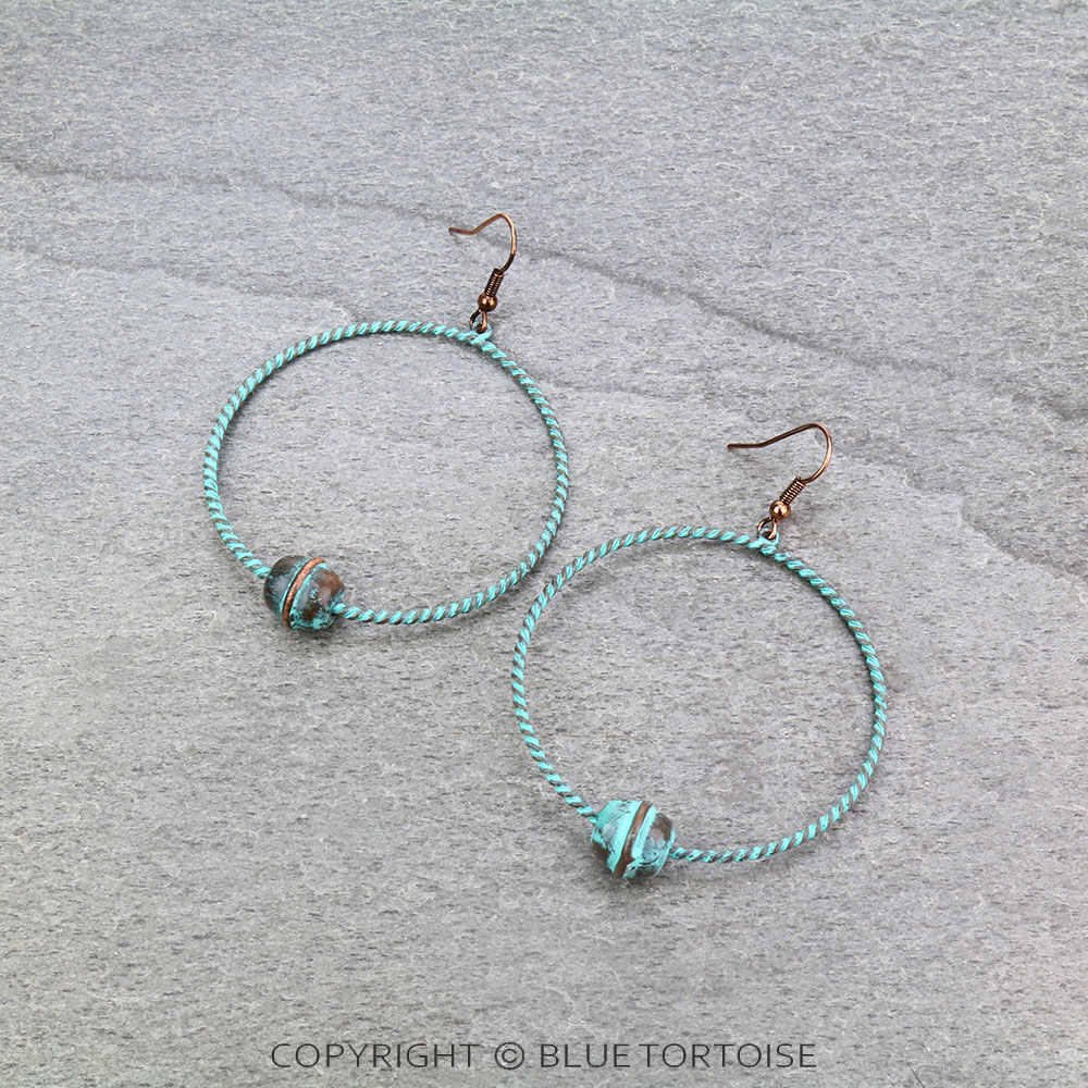 Navajo Style Bead Hoop Dangle Earrings