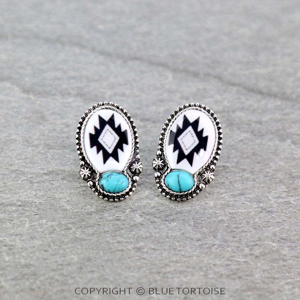 Epoxy Aztec Stud Earrings