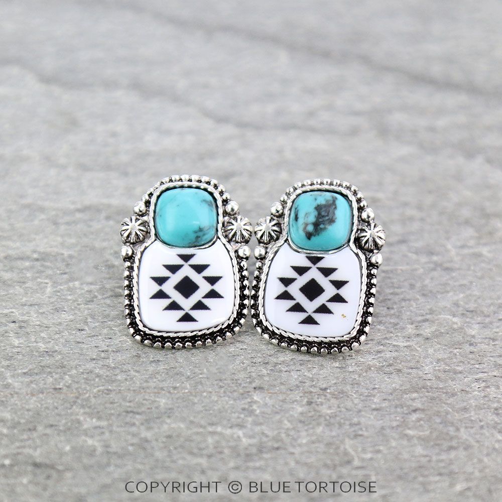 Epoxy Aztec Stud Earrings