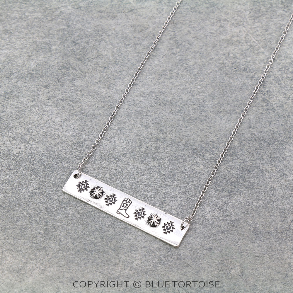Western Cowgirl Boot Bar Necklace